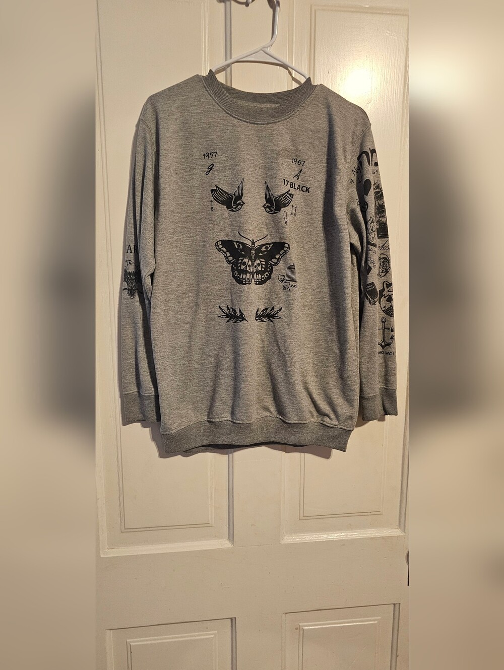 Harry Styles Tattoo Jersey Grey Crewneck Sweatshirt
